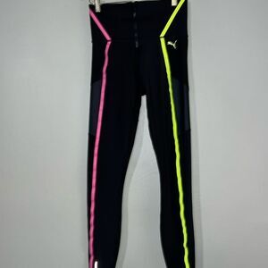 Puma Train Bonded High Waist Zip Womens Training Tights Black Gym Workout Ladies